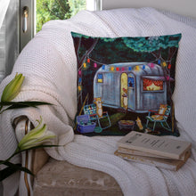 Load image into Gallery viewer, Corgi Glamping Fish Tales Trailer Throw Pillow - 14x14 Decorative Pillow – Art for Your Home &amp; Patio 7435PW1414