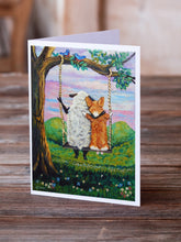 Load image into Gallery viewer, Corgi With Sheep Love Grows Greeting Cards -  Blank Note Cards – 8-Pack of Artist-Designed Cards with Envelopes