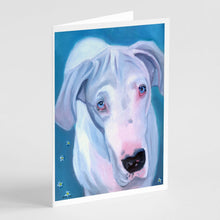 Load image into Gallery viewer, White Great Dane Greeting Cards -  Blank Note Cards – 8-Pack of Artist-Designed Cards with Envelopes