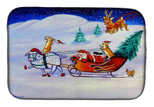 Load image into Gallery viewer, Corgi Highhacked Santa Claus Sleigh Dish Drying Mat – Absorbent, Artistic Kitchen Essentials 7442DDM
