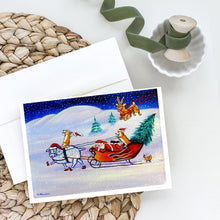Load image into Gallery viewer, Corgi Highhacked Santa Claus Sleigh Greeting Cards -  Blank Note Cards – 8-Pack of Artist-Designed Cards with Envelopes