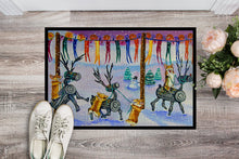 Load image into Gallery viewer, Corgi Log Reindeer Race Christmas Doormat - 24x36 Decorative Floor Mat – Indoor/Outdoor Rug