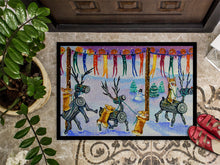 Load image into Gallery viewer, Corgi Log Reindeer Race Christmas Doormat - 24x36 Decorative Floor Mat – Indoor/Outdoor Rug