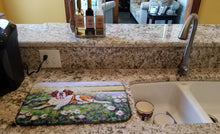 Load image into Gallery viewer, Saint Bernard in Flowers Dish Drying Mat – Absorbent, Artistic Kitchen Essentials 7446DDM