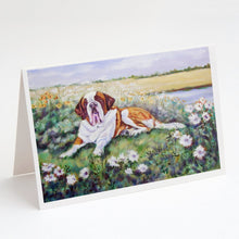 Load image into Gallery viewer, Saint Bernard in Flowers Greeting Cards -  Blank Note Cards – 8-Pack of Artist-Designed Cards with Envelopes