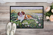 Load image into Gallery viewer, Saint Bernard in Flowers Doormat - 24x36 Decorative Floor Mat – Indoor/Outdoor Rug