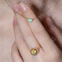 Load image into Gallery viewer, Minimalist Oval Shaped Australian Opal Necklace 18K Yellow Gold