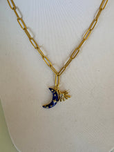 Load image into Gallery viewer, Moon and Gem Charm Necklace