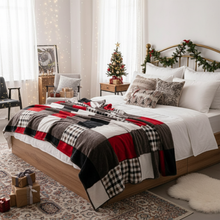 Load image into Gallery viewer, Tache Brown Red Sunset Maple Farmhouse Plaid Patchwork Throw Blanket (4025)