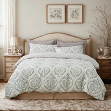 Load image into Gallery viewer, Tache Dreamy Moon Sky Ogee Damask Heather Gray White Duvet Cover (TB300)