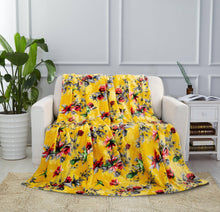 Load image into Gallery viewer, DaDa Bedding Yellow Farmhouse Rustic Spring Floral Hummingbirds Soft Fleece Throw Blanket (925)