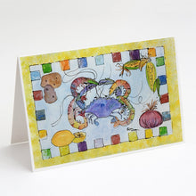 Load image into Gallery viewer, Crab Yellow Greeting Cards -  Blank Note Cards – 8-Pack of Artist-Designed Cards with Envelopes