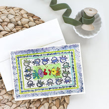 Load image into Gallery viewer, Kissing Fish Yellow and Purple Greeting Cards -  Blank Note Cards – 8-Pack of Artist-Designed Cards with Envelopes