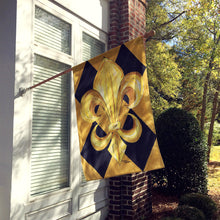 Load image into Gallery viewer, Black and Gold Fleur de lis New Orleans  Flag Canvas House Size