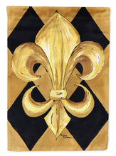 Load image into Gallery viewer, Black and Gold Fleur de lis New Orleans  Flag Canvas House Size