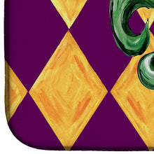 Load image into Gallery viewer, Mardi Gras Fleur de lis Purple Green and Gold Dish Drying Mat – Absorbent, Artistic Kitchen Essentials 8133DDM