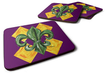 Load image into Gallery viewer, Mardi Gras Harlequin Fleur de lis Coasters - Set of 4 Lightweight Foam, Absorbent Drink Coasters