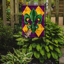 Load image into Gallery viewer, Mardi Gras Harlequin Fleur de lis Garden Flag – Decorative Outdoor Yard Flag