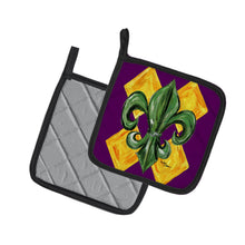 Load image into Gallery viewer, Mardi Gras Fleur de lis Purple Green and Gold Pot Holders - Set of 2 Decorative Kitchen Helpers | Made in the USA 8133PTHD