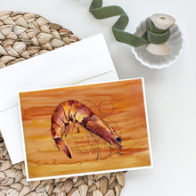 Load image into Gallery viewer, Cooked Shrimp Spicy Hot Greeting Cards -  Blank Note Cards – 8-Pack of Artist-Designed Cards with Envelopes