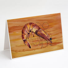 Load image into Gallery viewer, Cooked Shrimp Spicy Hot Greeting Cards -  Blank Note Cards – 8-Pack of Artist-Designed Cards with Envelopes