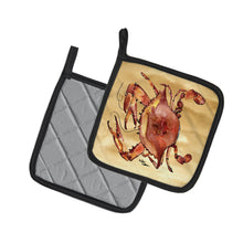 Load image into Gallery viewer, Cooked Crab Sandy Beach Pot Holders - Set of 2 Decorative Kitchen Helpers | Made in the USA 8154PTHD