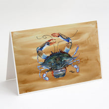 Load image into Gallery viewer, Female Blue Crab Sandy Beach Greeting Cards -  Blank Note Cards – 8-Pack of Artist-Designed Cards with Envelopes