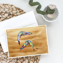 Load image into Gallery viewer, Shrimp  Sandy Beach Greeting Cards -  Blank Note Cards – 8-Pack of Artist-Designed Cards with Envelopes