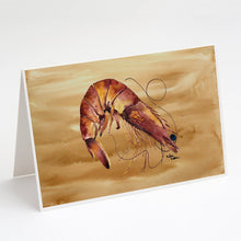 Load image into Gallery viewer, Cooked Shrimp  Sandy Beach Greeting Cards -  Blank Note Cards – 8-Pack of Artist-Designed Cards with Envelopes
