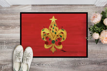 Load image into Gallery viewer, Christmas Fleur de lis Tree with lights Doormat - 24x36 Decorative Floor Mat – Indoor/Outdoor Rug