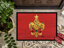 Load image into Gallery viewer, Christmas Fleur de lis Tree with lights Doormat - 24x36 Decorative Floor Mat – Indoor/Outdoor Rug