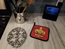 Load image into Gallery viewer, Christmas Fleur de lis Tree with lights Pot Holders - Set of 2 Decorative Kitchen Helpers | Made in the USA 8185PTHD