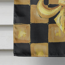 Load image into Gallery viewer, Black and Gold Fleur de lis checkered Flag Canvas House Size