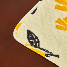 Load image into Gallery viewer, DaDa Bedding Botanical Floral Dining Table Placemats - Set of 4-Pieces Quilted Ivory with Yellow Fleur Golden Orange Spring Time Tulips - 13 x 19