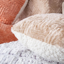 Load image into Gallery viewer, DaDa Bedding Heart Pillows Decorative Throw Pillows - Neutral Champagne Beige Heart Shaped Throw Toss Lap Fluffy Faux Fur Sherpa Pillows (16x14)