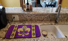 Load image into Gallery viewer, Tiger Football Fleur de lis Dish Drying Mat – Absorbent, Artistic Kitchen Essentials 8205DDM