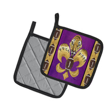 Load image into Gallery viewer, Tiger Football Fleur de lis Pot Holders - Set of 2 Decorative Kitchen Helpers | Made in the USA 8205PTHD