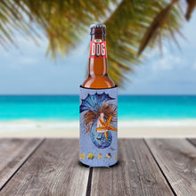 Load image into Gallery viewer, Brown Headed Mermaid on Blue Slim Can Hugger – Fun &amp; Functional Drink Coolers 8337MUK