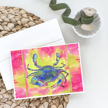 Load image into Gallery viewer, Blue Crab Bright Pink and Green Greeting Cards -  Blank Note Cards – 8-Pack of Artist-Designed Cards with Envelopes