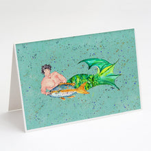 Load image into Gallery viewer, Black Headed Merman Greeting Cards -  Blank Note Cards – 8-Pack of Artist-Designed Cards with Envelopes