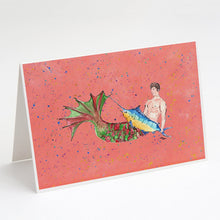 Load image into Gallery viewer, Brunette Merman Greeting Cards -  Blank Note Cards – 8-Pack of Artist-Designed Cards with Envelopes