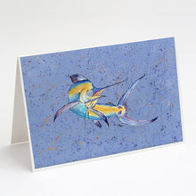 Load image into Gallery viewer, Blue Marlin Fish Greeting Cards -  Blank Note Cards – 8-Pack of Artist-Designed Cards with Envelopes