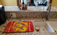 Load image into Gallery viewer, Bright Shrimp on Red Dish Drying Mat – Absorbent, Artistic Kitchen Essentials 8378DDM