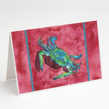 Load image into Gallery viewer, Blue Crab on Red Greeting Cards -  Blank Note Cards – 8-Pack of Artist-Designed Cards with Envelopes