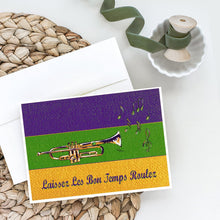 Load image into Gallery viewer, Mardi Gras Jazz Trumpet Greeting Cards -  Blank Note Cards – 8-Pack of Artist-Designed Cards with Envelopes