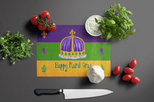 Load image into Gallery viewer, Happy Mardi Gras with Crown Glass Cutting Boards – Durable, Decorative Kitchen Art