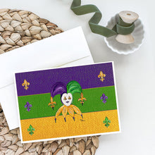 Load image into Gallery viewer, Mardi Gras Jester Greeting Cards -  Blank Note Cards – 8-Pack of Artist-Designed Cards with Envelopes