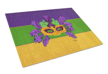 Load image into Gallery viewer, Mardi Gras Mask Glass Cutting Boards – Durable, Decorative Kitchen Art