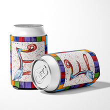 Load image into Gallery viewer, Letter E with Blue Heron Can or Bottle Beverage Insulator Hugger 8428