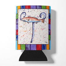 Load image into Gallery viewer, Letter T with  Red Fish Can or Bottle Beverage Insulator Hugger 8443